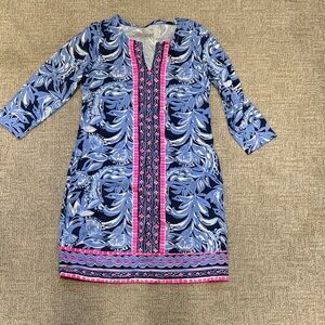 Lilly Pulitzer Blue and Pink Printed Tunic Dress. Size M. Worn only once.